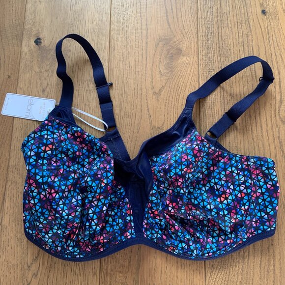 Elomi Energise Geo Sports Bra Navy Geometric Print Size 36H - Picture 5 of 6